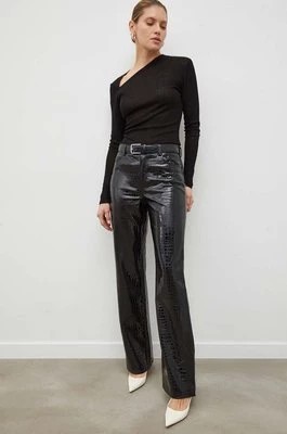 Zdjęcie produktu 2NDDAY spodnie 2ND Raphael - Croco Lacquer damskie kolor czarny proste high waist 2241162836