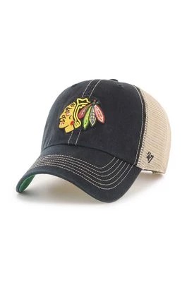 Zdjęcie produktu 47 brand czapka z daszkiem NHL Chicago Blackhawks kolor czarny z aplikacją H-TRWLR04GWP-BK