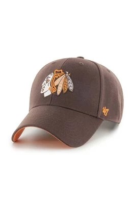Zdjęcie produktu 47 brand czapka z daszkiem z domieszką wełny NHL Chicago Blackhawks kolor brązowy z aplikacją HVIN-SUMVP04WBP-BW94