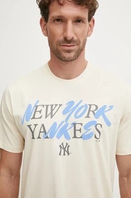 Zdjęcie produktu 47 brand t-shirt bawełniany MLB New York Yankees męski kolor beżowy z nadrukiem BB017TEPUFF636101Y0