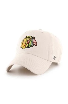 Zdjęcie produktu 47 brand czapka z daszkiem bawełniana NHL Chicago Blackhawks kolor beżowy z aplikacją