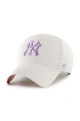 Zdjęcie produktu 47 brand czapka z daszkiem z domieszką wełny MLB New York Yankees kolor biały z aplikacją B-DGLMU17GWP-WH