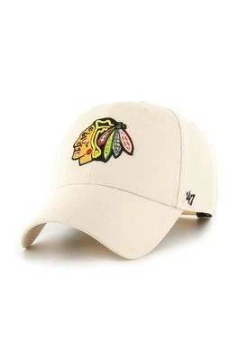 Zdjęcie produktu 47 brand czapka z daszkiem z domieszką wełny NHL Chicago Blackhawks kolor beżowy z aplikacją H-MVPSP04WBP-NTB