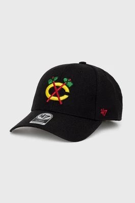 Zdjęcie produktu 47 brand czapka z domieszką wełny Chciago Blackshawks kolor czarny z aplikacją
