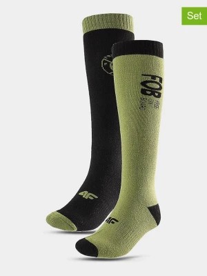 Zdjęcie produktu 4F Skarpety sportowe (2 pary) w kolorze zielono-czarnym rozmiar: 39-42