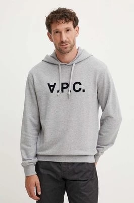 Zdjęcie produktu A.P.C. bluza bawełniana hoodie standard grand vpc GOTS kolor szary z kapturem COHBN.M27908