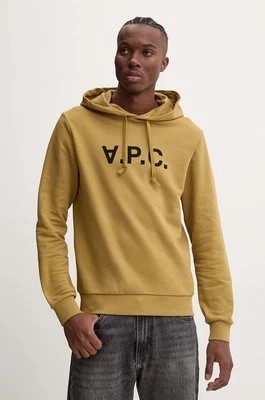 Zdjęcie produktu A.P.C. bluza bawełniana hoodie standard grand vpc GOTS kolor zielony z kapturem COHBN.M27908