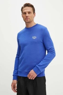 Zdjęcie produktu A.P.C. bluza bawełniana sweat rider męska kolor niebieski gładka COEZD-H27699