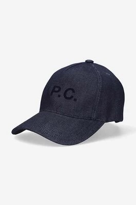 Zdjęcie produktu A.P.C. czapka z daszkiem Casquette Eden kolor granatowy z aplikacją COCSX.M24090-INDIGO