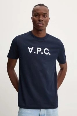 Zdjęcie produktu A.P.C. t-shirt bawełniany t-shirt standard grand vpc GOTS kolor granatowy z aplikacją COHBM.M26384