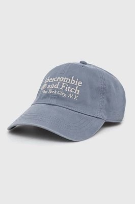 Zdjęcie produktu Abercrombie & Fitch czapka z daszkiem bawełniana kolor niebieski z aplikacją
