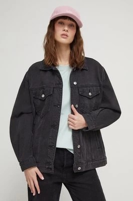 Zdjęcie produktu Abercrombie & Fitch kurtka jeansowa damska kolor czarny przejściowa oversize