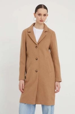 Zdjęcie produktu Abercrombie & Fitch płaszcz z domieszką wełny kolor brązowy przejściowy