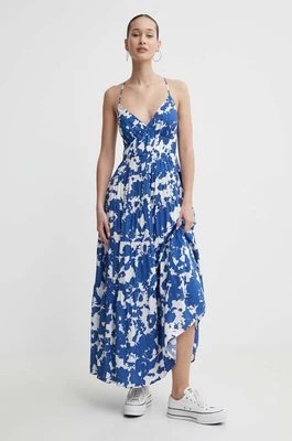 Zdjęcie produktu Abercrombie & Fitch sukienka kolor niebieski maxi rozkloszowana