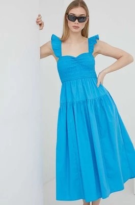 Zdjęcie produktu Abercrombie & Fitch sukienka kolor niebieski midi rozkloszowana
