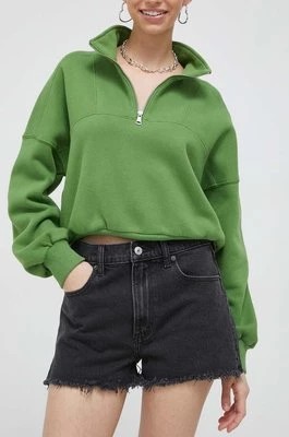 Zdjęcie produktu Abercrombie & Fitch szorty jeansowe damskie kolor czarny gładkie high waist