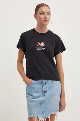 Zdjęcie produktu Abercrombie & Fitch t-shirt bawełniany damski kolor czarny