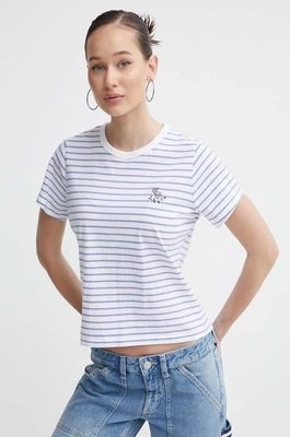 Zdjęcie produktu Abercrombie & Fitch t-shirt bawełniany damski kolor niebieski