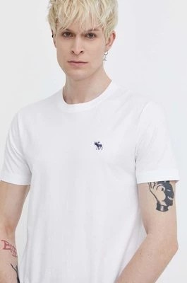 Zdjęcie produktu Abercrombie & Fitch t-shirt bawełniany męski kolor biały gładki
