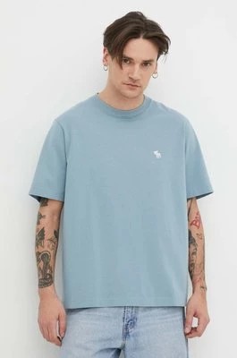 Zdjęcie produktu Abercrombie & Fitch t-shirt bawełniany męski kolor niebieski gładki