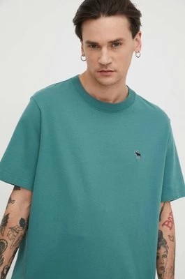 Zdjęcie produktu Abercrombie & Fitch t-shirt bawełniany męski kolor zielony gładki