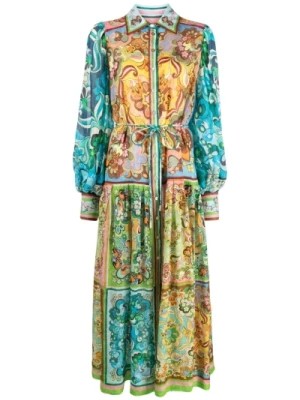 Zdjęcie produktu Abstrakcyjna Sukienka Midi w Stylu Koszuli Alemais