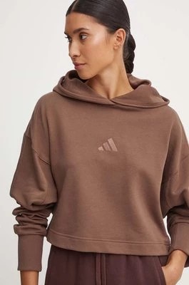 Zdjęcie produktu adidas bluza All SZN damska kolor brązowy z kapturem gładka JI9105