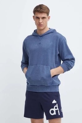 Zdjęcie produktu adidas bluza bawełniana męska kolor niebieski z kapturem gładka