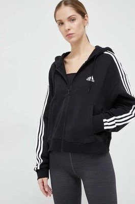 Zdjęcie produktu adidas bluza Essentials damska kolor czarny z kapturem wzorzysta IC8781