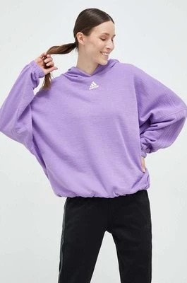 Zdjęcie produktu adidas bluza damska kolor fioletowy z kapturem gładka