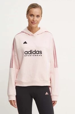 Zdjęcie produktu adidas bluza dresowa Tiro kolor różowy z kapturem z aplikacją IX3527