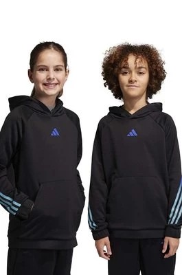 Zdjęcie produktu adidas bluza dziecięca kolor czarny z kapturem z nadrukiem