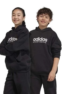 Zdjęcie produktu adidas bluza dziecięca kolor czarny z kapturem z nadrukiem