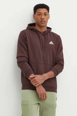 Zdjęcie produktu adidas bluza Essentials męska kolor brązowy z kapturem gładka IZ4758