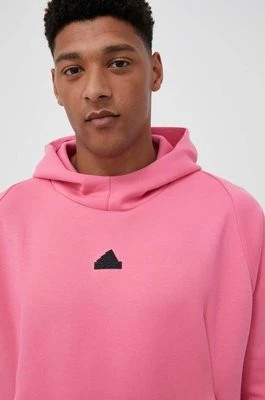 Zdjęcie produktu adidas bluza Z.N.E męska kolor różowy z kapturem z aplikacją
