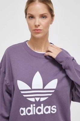 Zdjęcie produktu adidas Originals bluza bawełniana damska kolor fioletowy z nadrukiem