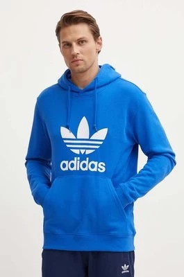 Zdjęcie produktu adidas Originals bluza bawełniana męska kolor niebieski z kapturem z nadrukiem IZ1855