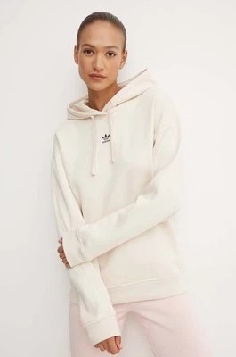 Zdjęcie produktu adidas Originals bluza damska kolor beżowy z kapturem gładka IY9619