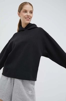 Zdjęcie produktu adidas Originals bluza Premium Essentials Short Hoodie damska kolor czarny z kapturem gładka IC5247-BLACK