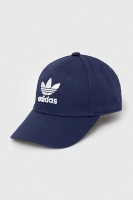Zdjęcie produktu adidas Originals czapka z daszkiem bawełniana Trefoil kolor niebieski z aplikacją IL4843