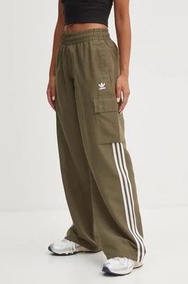 Zdjęcie produktu adidas Originals spodnie damskie kolor zielony fason cargo high waist IX5964