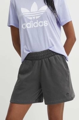 Zdjęcie produktu adidas Originals szorty bawełniane kolor szary gładkie high waist IT4284