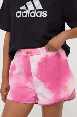 Zdjęcie produktu adidas Originals szorty damskie kolor różowy wzorzyste high waist