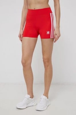 Zdjęcie produktu adidas Originals Szorty HC1958 damskie kolor czerwony gładkie high waist HC1958-VIVRED