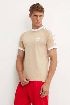 Zdjęcie produktu adidas Originals t-shirt bawełniany Adicolor Classics 3-Stripes Tee męski kolor beżowy z aplikacją IZ2366