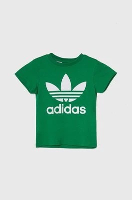 Zdjęcie produktu adidas Originals t-shirt bawełniany dziecięcy TREFOIL kolor zielony z nadrukiem