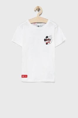 Zdjęcie produktu adidas Originals t-shirt bawełniany dziecięcy x Disney HF7576 kolor biały z nadrukiem