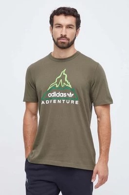 Zdjęcie produktu adidas Originals t-shirt bawełniany męski kolor brązowy z nadrukiem