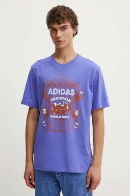 Zdjęcie produktu adidas Originals t-shirt bawełniany męski kolor fioletowy z nadrukiem IZ2584