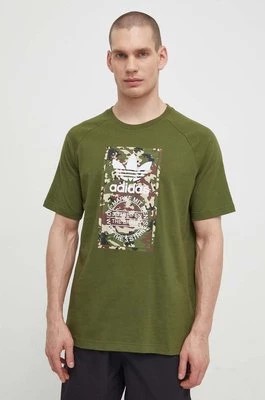 Zdjęcie produktu adidas Originals t-shirt bawełniany męski kolor zielony z nadrukiem IS0248